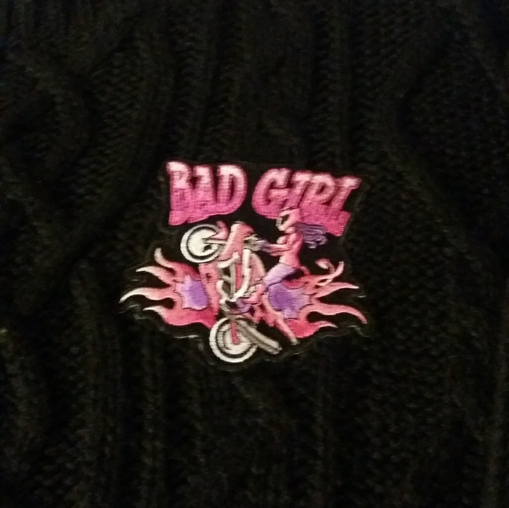 Large long black biker sweater